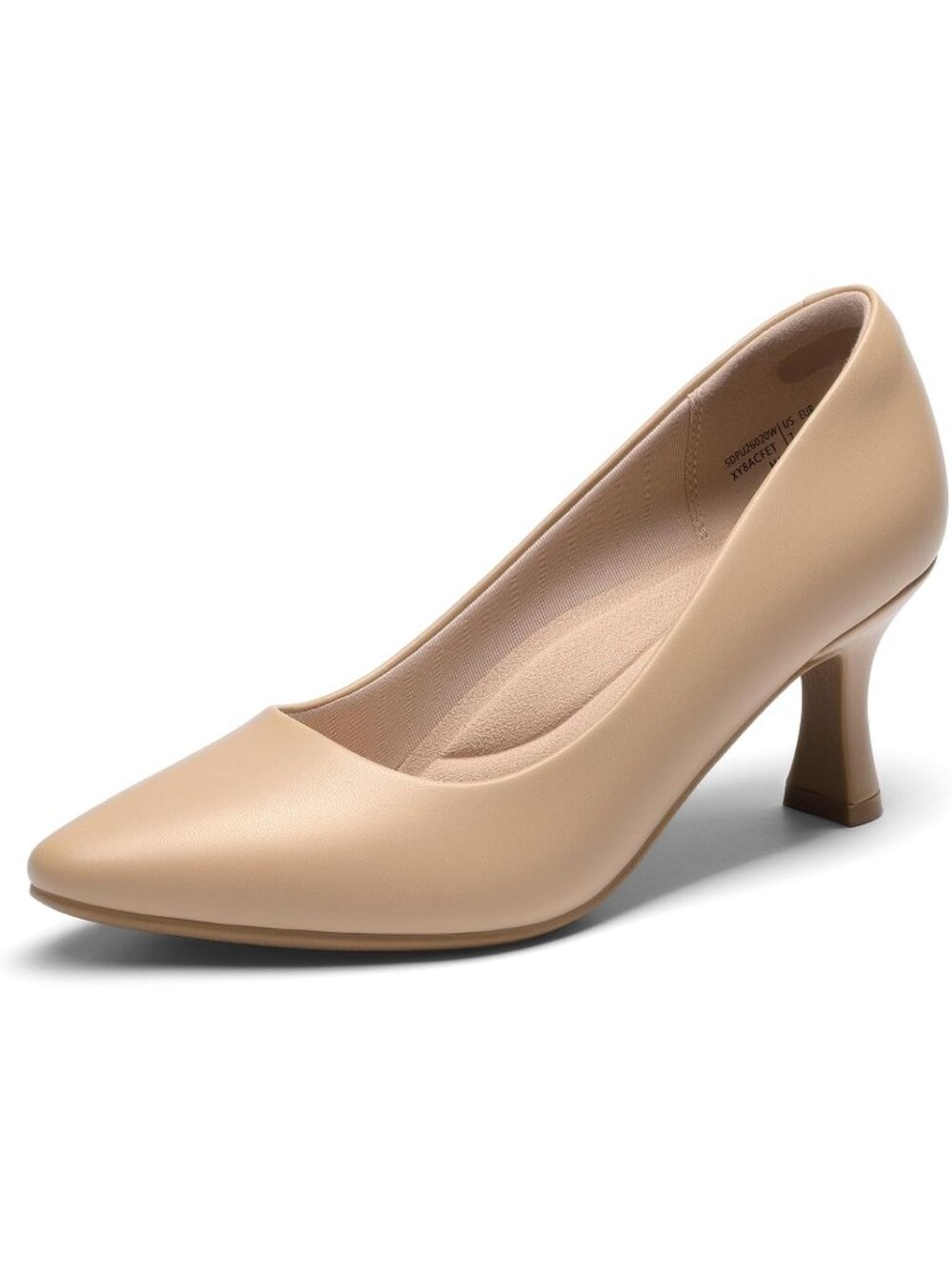DREAM PAIRS Women's Nude Kitten Heels Pumps Closed Toe Comfortable Dress Shoes